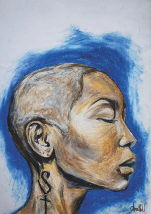 erykah badu, Erykah Badu, Portrait von Soul Sängerin Erykah Badu. Oilpastel auf Papier